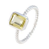 Kristine Yellow Gemstone Solitaire Ring in Silver Band